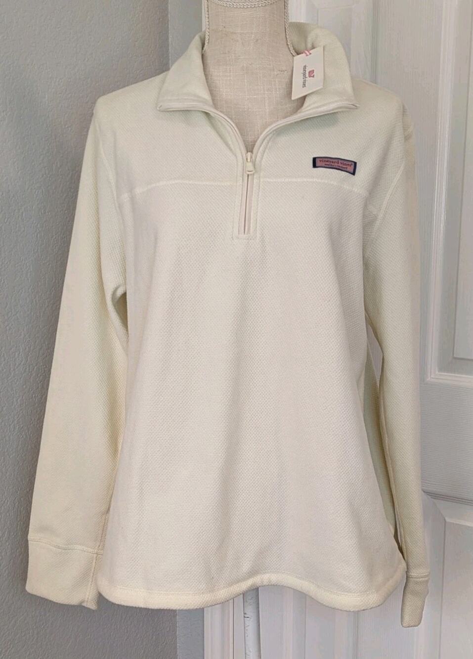 NWT Vineyard Vines Shep Shirt Honeycomb Fleece Relaxed Frost Large Retail $128